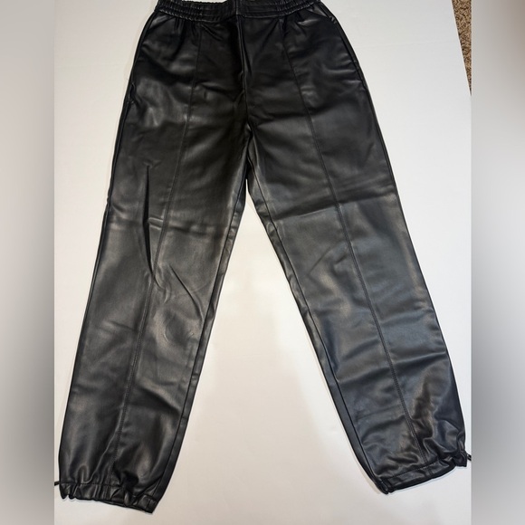 Zara Pants - Zara Black Faux Leather Waistband Detail